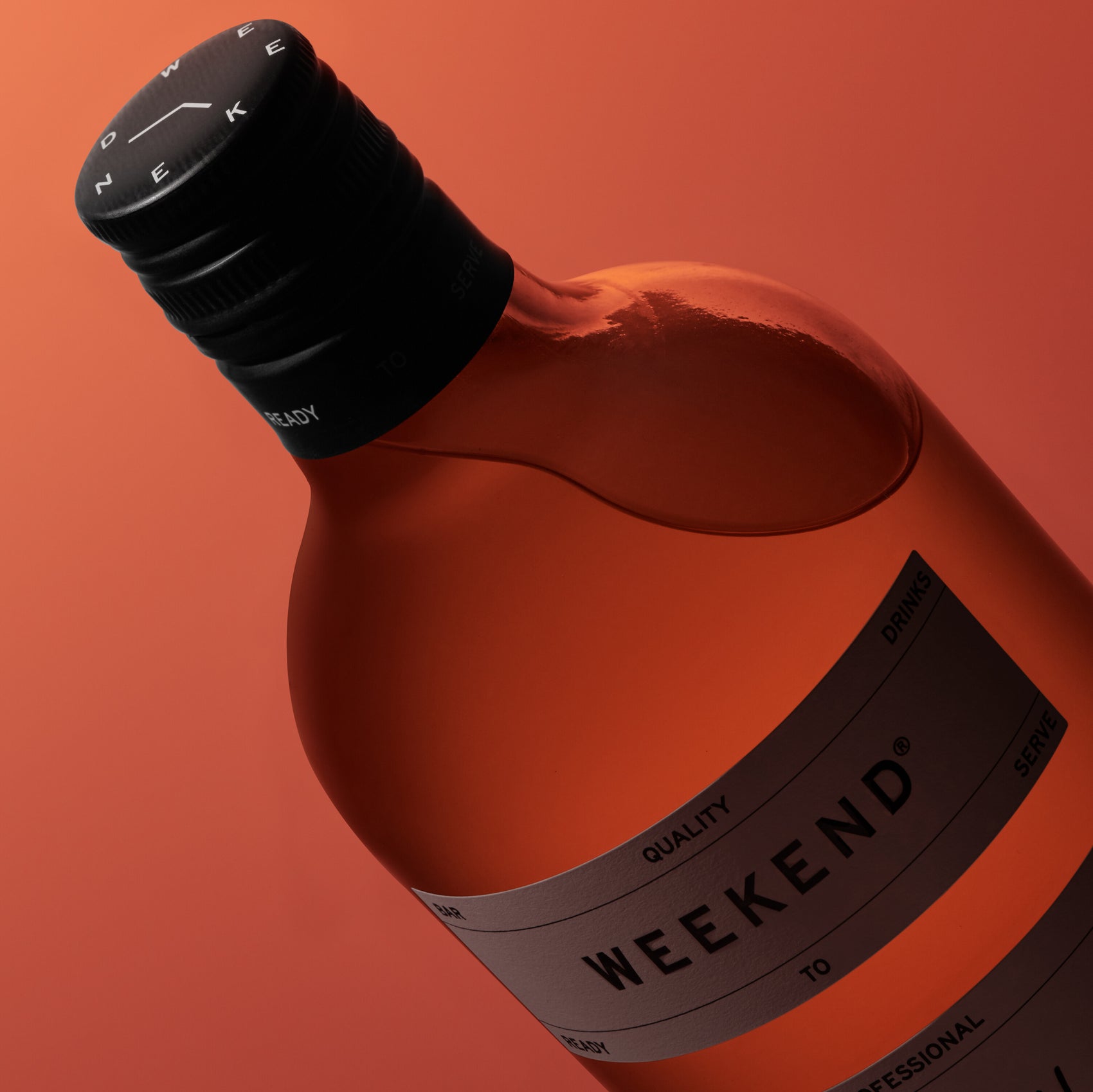 close-up of 1L ready made cocktail bottle